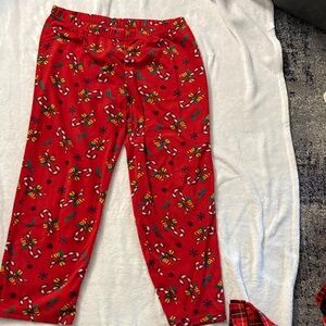 Women's Red Pajama Bottoms with Candy Cane Print